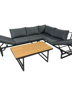 Zahradní set, černá/tmavě šedá/přírodní, ILARIA Nejprodávanější