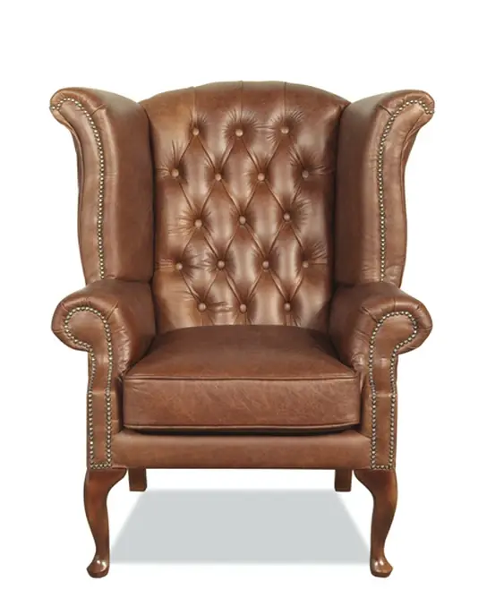 Křeslo Chesterfield Queen kůže koňak Oblíbený