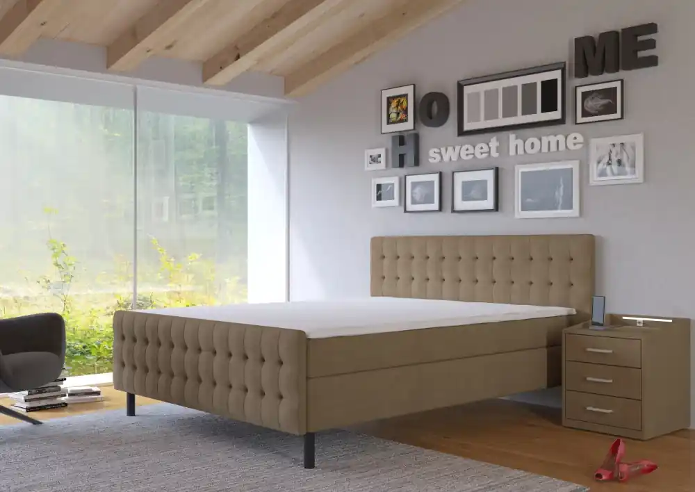 Postel boxspring Skandy 180x200 - světle hnědá Ihned K Objednání