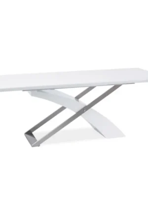 Značkový Jídelní stůl, bílá / bílá extra vysoký lesk HG, 160-220x90 cm, KROS
