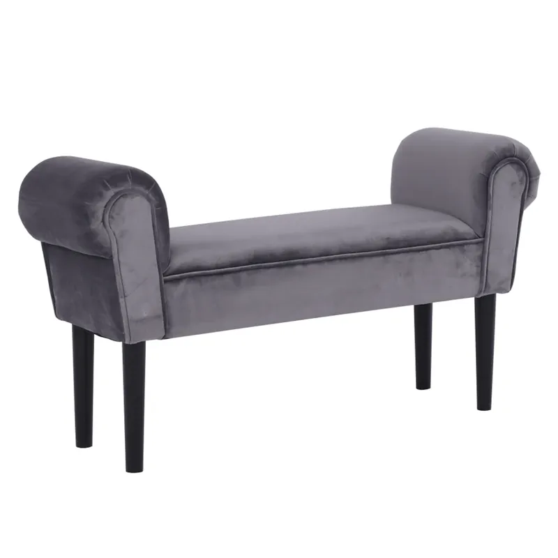 Přímo Od Výrobce Lavice, Velvet látka, šedá/černá, BURDA