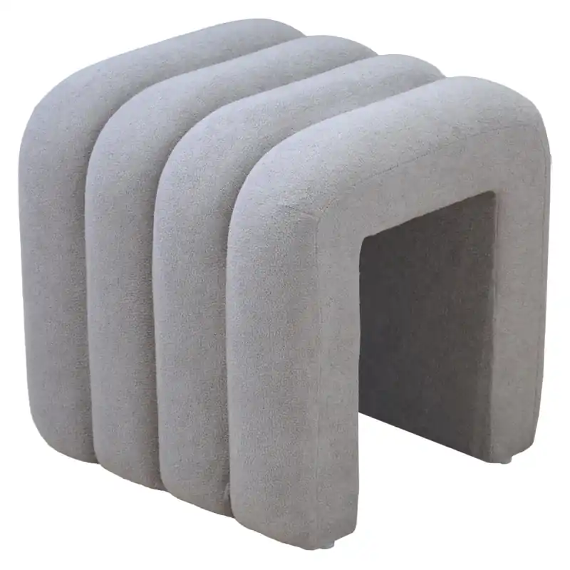Designový taburet, šedá látka, SUNDO Jen Po Omezenou Doba