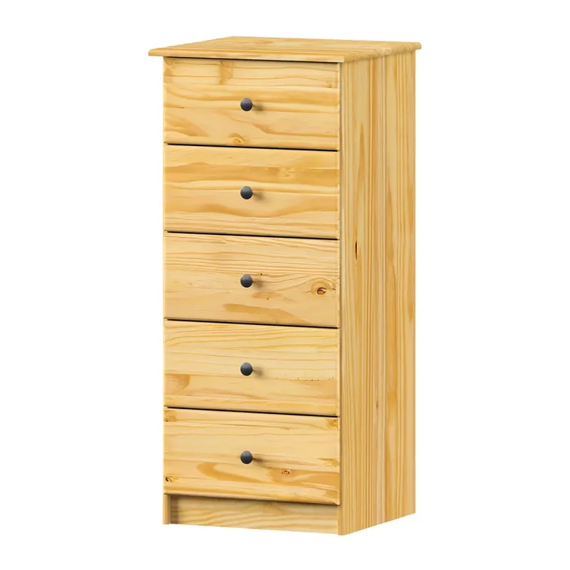 Komoda úzká - 5 zásuvek 829K lak, kovové úchytky Originální
