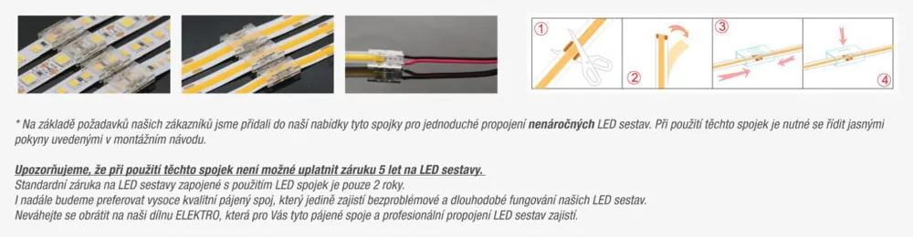 Spojka pro LED pásky 10mm (max. 5A) + 15cm kabel Víkendová Akce