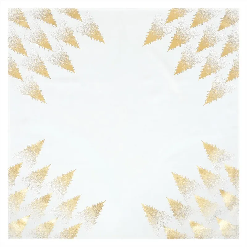 Oblíbený Ubrus bílý - zlaté stromky v rozích, 100% polyester, 80 x 80 cm.