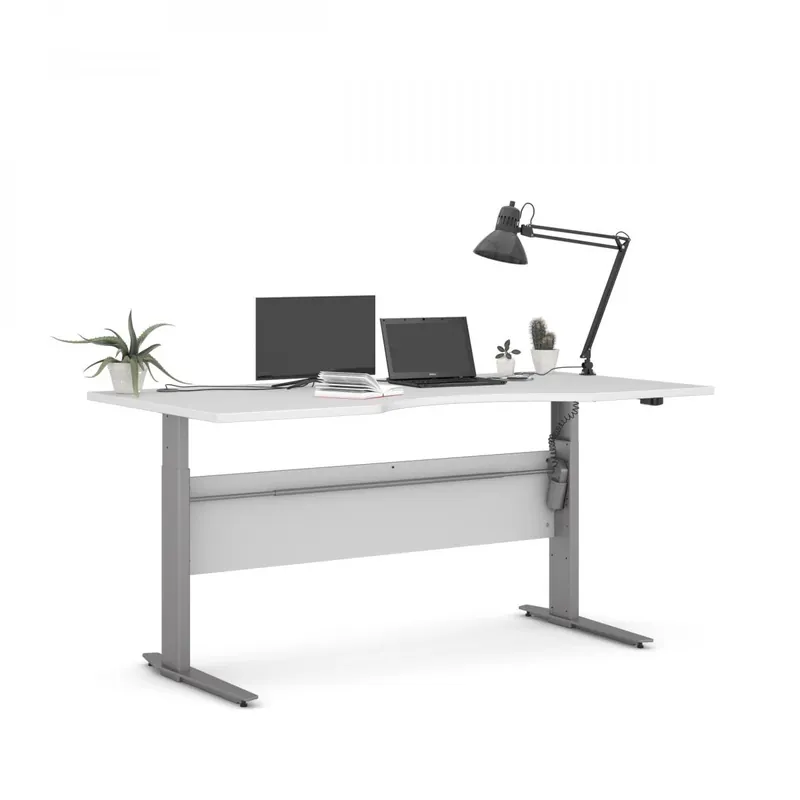Výškově nastavitelný psací stůl Office 80400/320 bílá/silver grey Omezená Nabídka