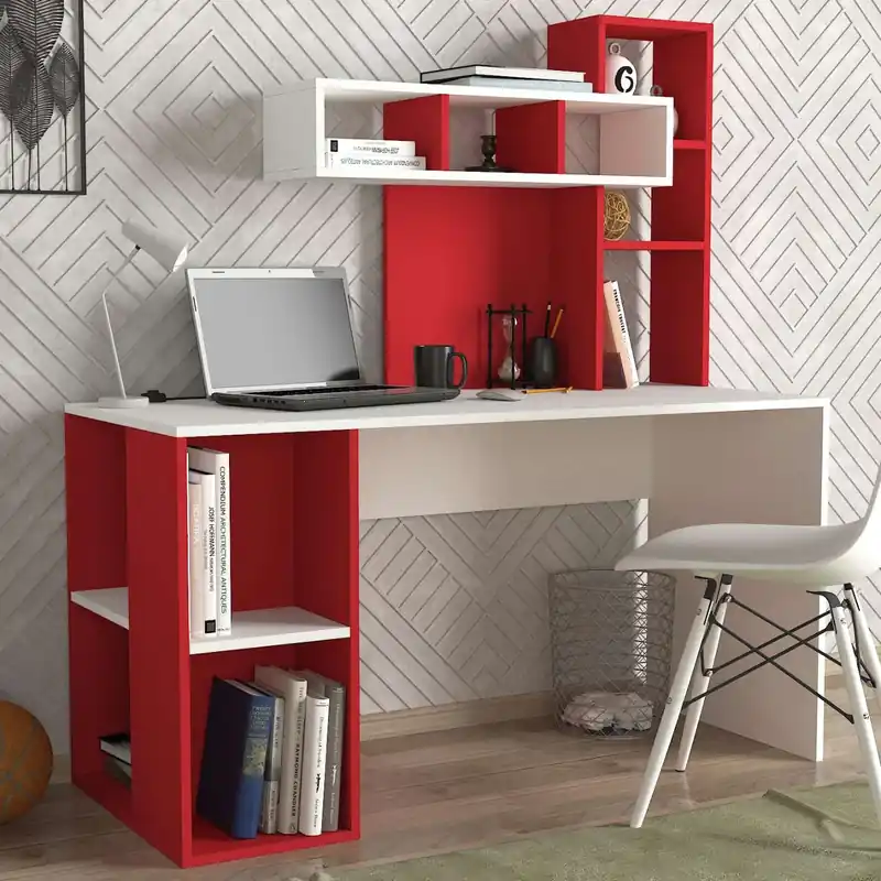 Hit Sezóny ZAKIMI designový psací stůl, bílá/červená