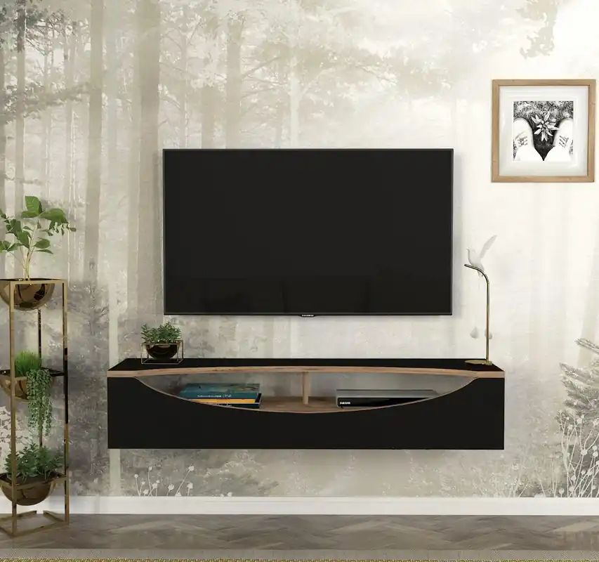 ZUGI závěsný TV stolek, černá/borovice Atlantik Koupit Online