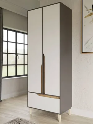 WOOD šatní skříň NO2, antracit/bílá/dub Craft zlatý Přímo Od Výrobce