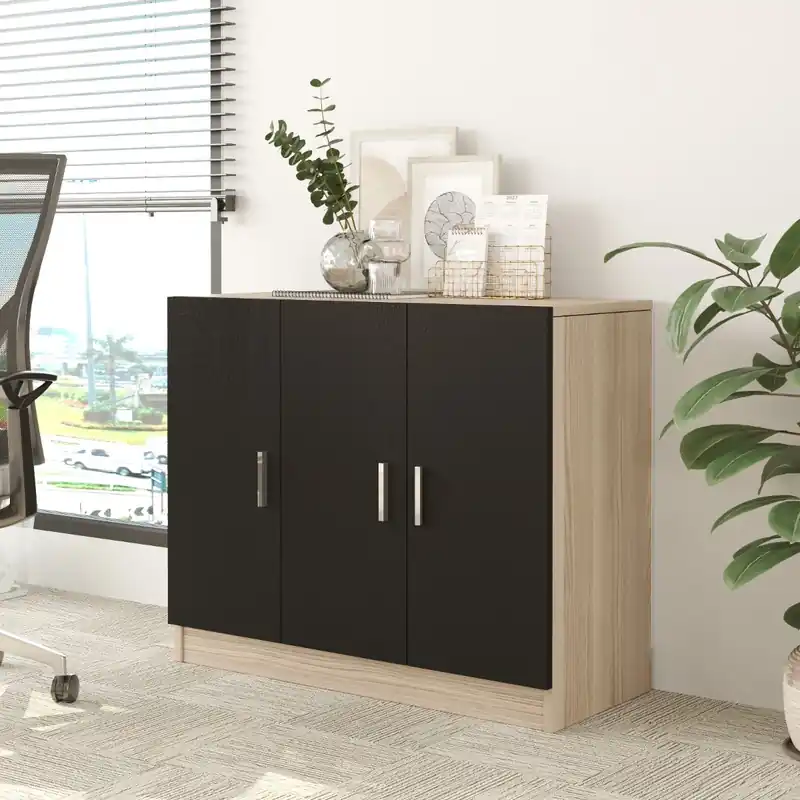 ZAFRA office skříňka, dub/černá Nová Kolekce