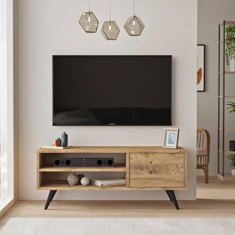 Bezpečná Platba BUGAR TV stolek na nožkách, barva borovice