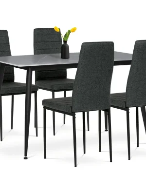 Jídelní set s 4 židlemi, 130x70x76cm mramor, ASE-1003 BK2 Víkendová Akce