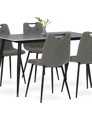 Výprodej Jídelní set s 4 židlemi, 130x70x76cm, keramika, mramor, ASE-1001 GREY2