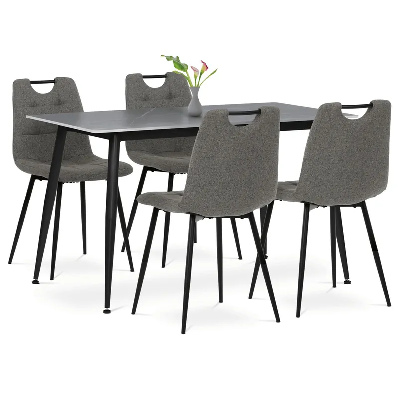Výprodej Jídelní set s 4 židlemi, 130x70x76cm, keramika, mramor, ASE-1001 GREY2