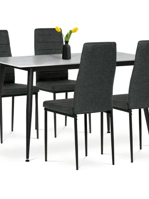 Jídelní set s 4 židlemi, 130x70x76cm, keramika, mramor, ASE-1004 BK2 Nejlepší Cena
