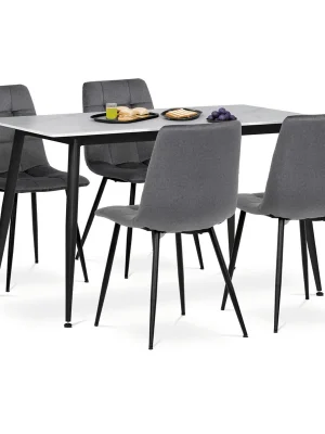 Poslední Šance Jídelní set s 4 židlemi, 130x70x76cm, keramika, mramor, ASE-1038 GREY2