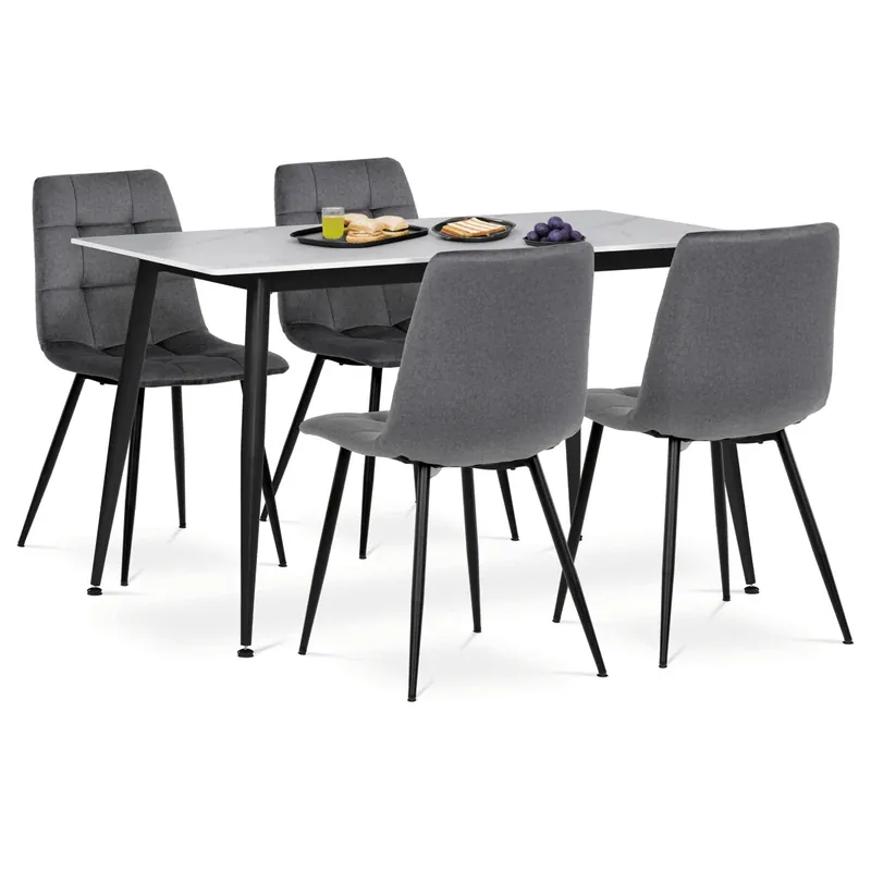 Poslední Šance Jídelní set s 4 židlemi, 130x70x76cm, keramika, mramor, ASE-1038 GREY2