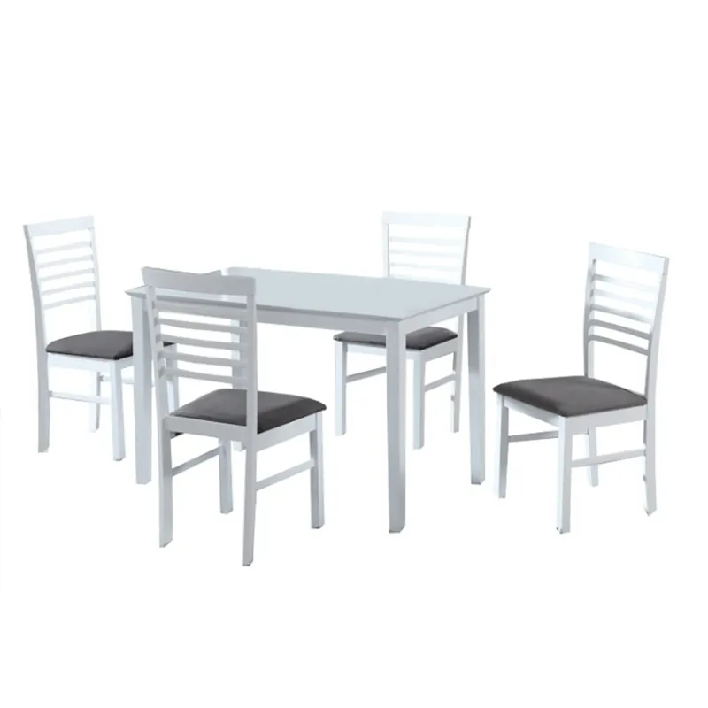 Speciální Cena Jídelní set, MDF bílá / látka šedá, BRISBO 1 + 4