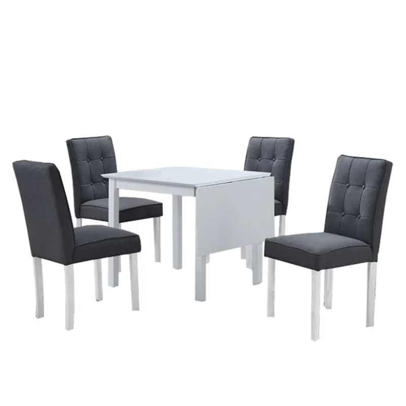 Jídelní set, rozkládací stůl, bílá / šedá, BJORK New 1+4 Dokud Zásoby Vydrží