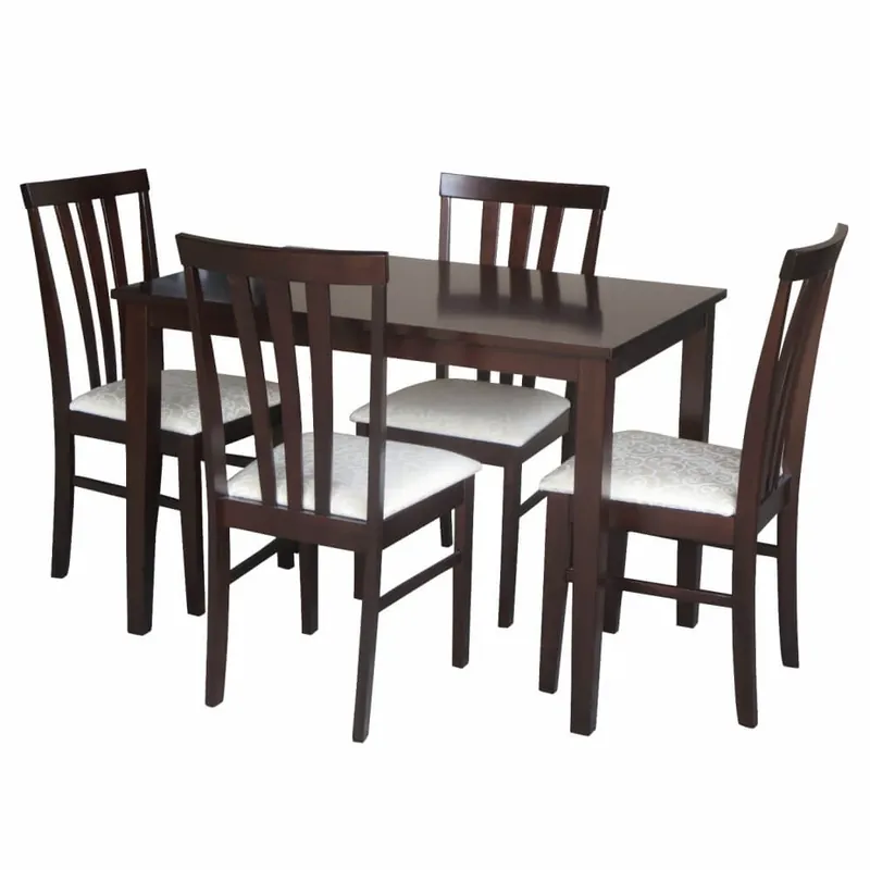 Jídelní set, wenge / látka krémová, LESLIE NEW 1 + 4 Zlevněný