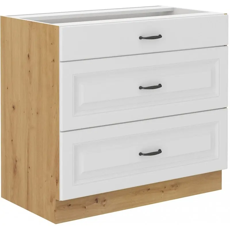 Kuchyňská skříňka Stipe 80 D 3S BB bílá/dub artisan Kup Teď
