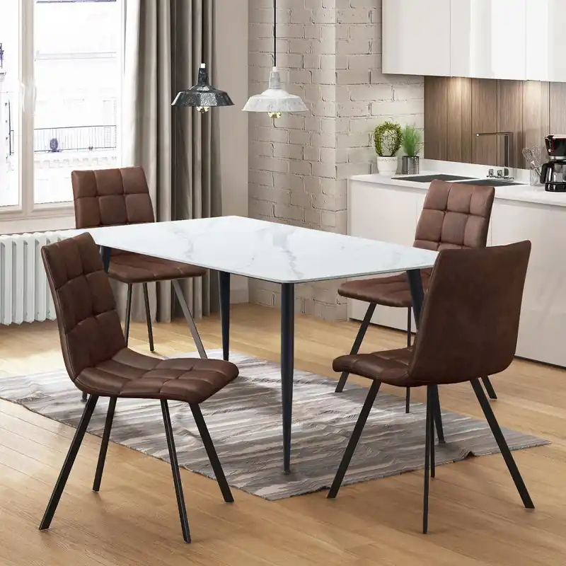 Jídelní stůl ADRIA 140x80 + 4 židle BERGEN hnědé mikrovlákno Víkendová Akce