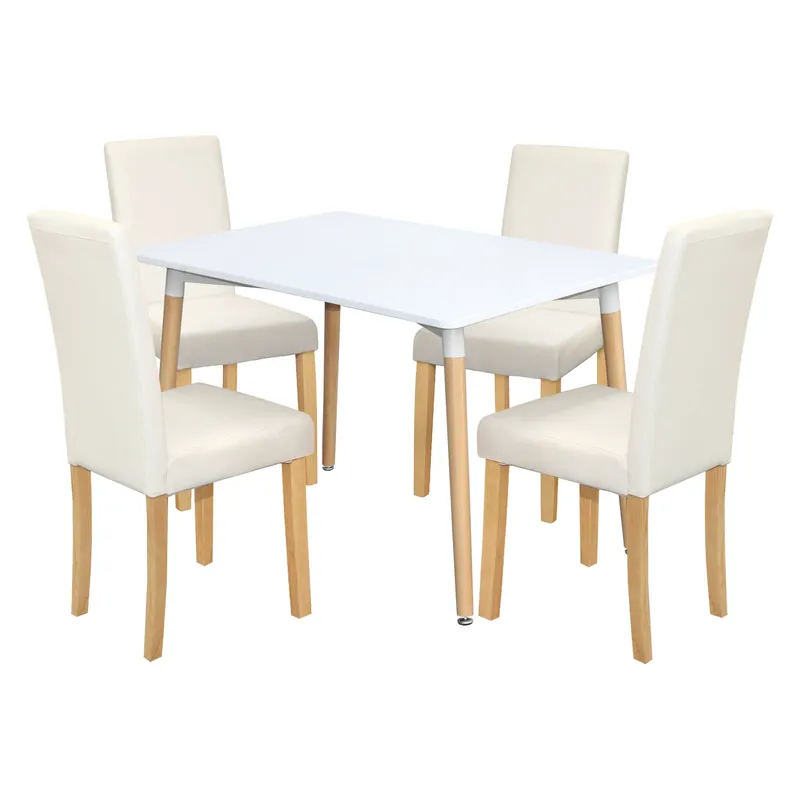 Vrácení Zdarma Jídelní stůl ONE 120x80 bílý + 4 židle PRIMA bílá/světlé nohy