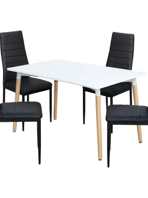 Zlevněný Jídelní stůl ONE 140x90 bílý + 4 židle SIGMA černé