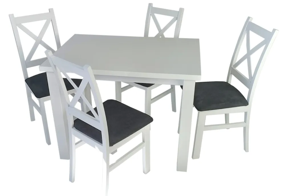 Sezónní Sleva Jídelní sestava 4+1 LABRUM 100x70 cm bílá/potah Moric 8