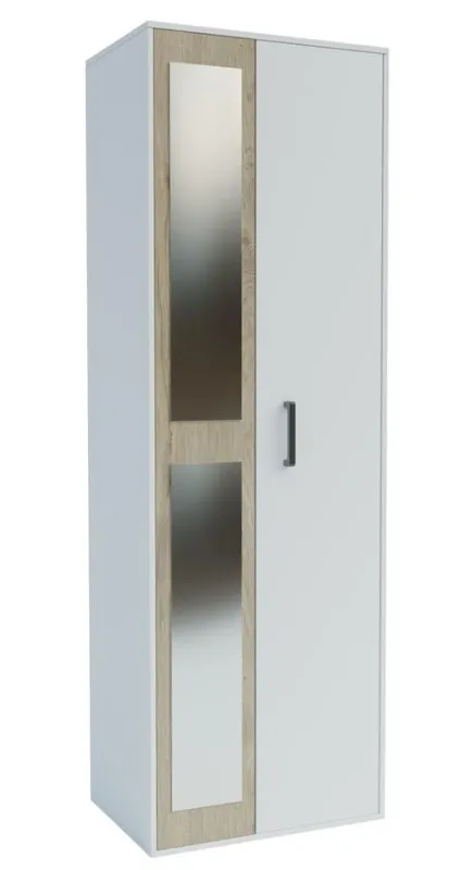 Tovární Cena Šatní skříň 2D se zrcadlem BOXBY, barva bílá mat/dub coastland satin
