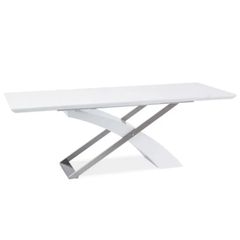 Jídelní stůl, bílá / bílá extra vysoký lesk HG, 160-220x90 cm, KROS Nejprodávanější