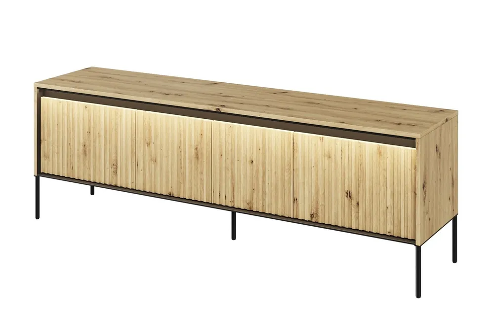 Televizní stolek 4D s LED 167 IPOLIS dub artisan/černá Finální Výprodej