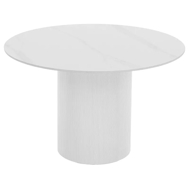 Jídelní stůl, bílý mramor/MDF, průměr 120 cm, MAHIR TYP 1 Originální