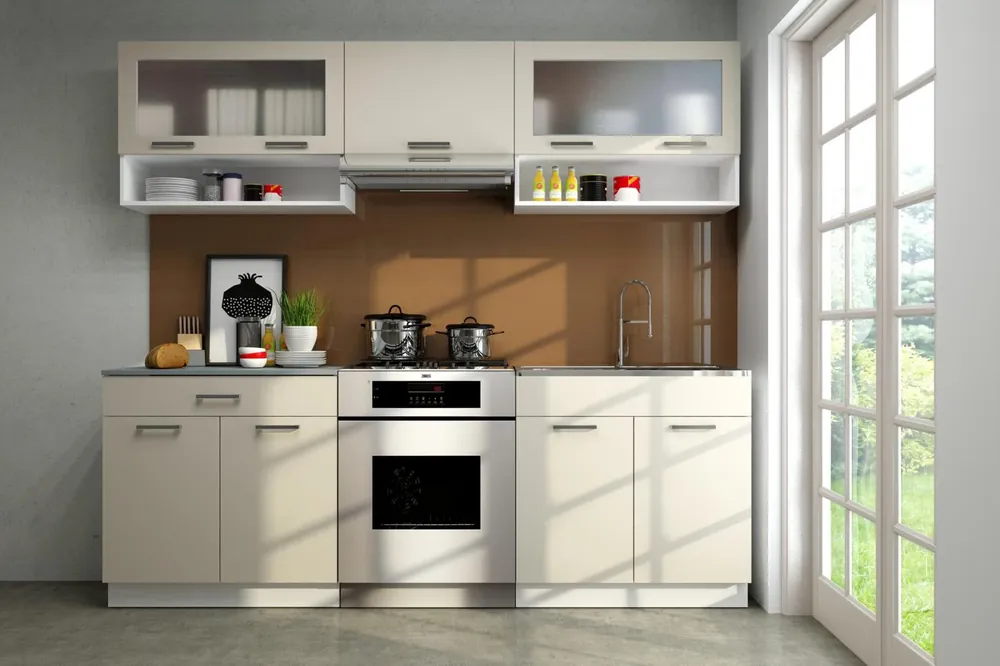 Kuchyňská linka Gloss 220/160 vanilka lesk Akce