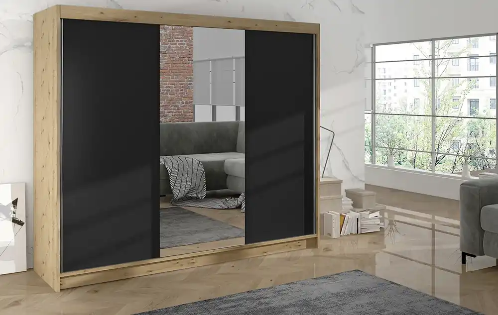 Skříň Debora I 200 - dub artisan/černá Koupit Online