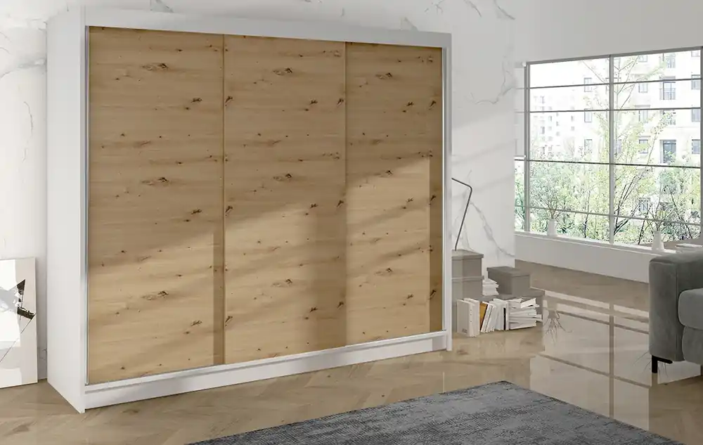 Skříň Debora II 200 - bílá/dub artisan Výhodná Nabídka