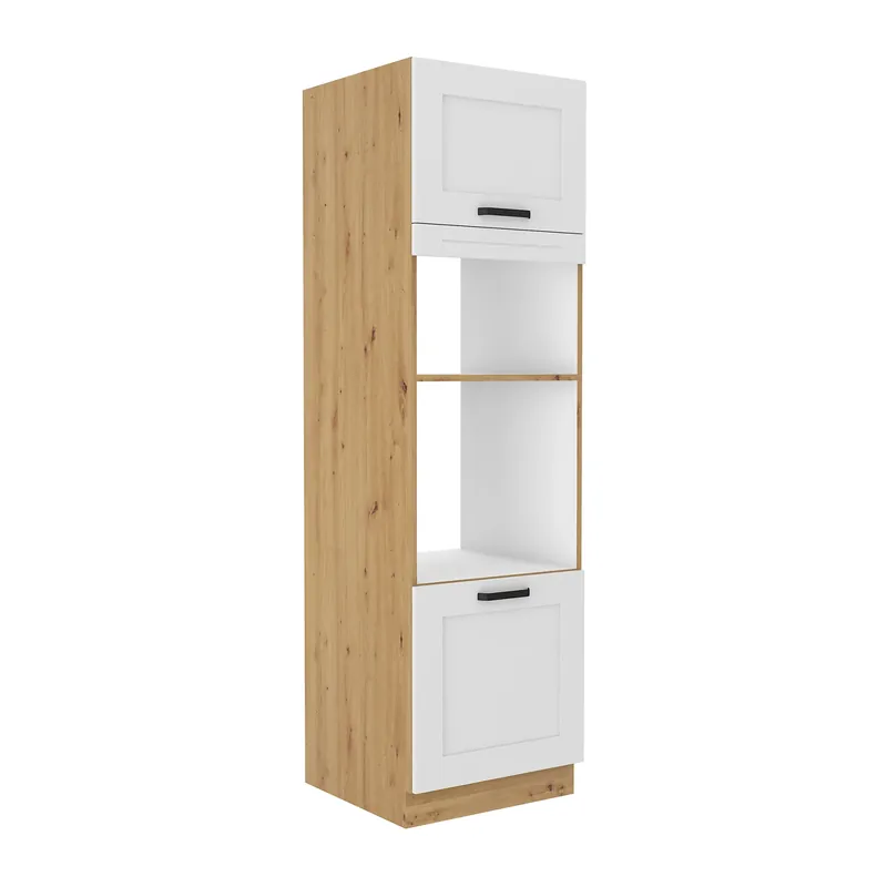 Cenový Hit Vysoká skříňka na troubu a mikrovlnou troubu, bílá/dub artisan, LULA 60 DPM-210 2F
