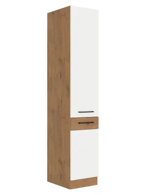Vysoká skříňka, dub lancelot / bílá extra vysoký lesk HG, VEGA 40 DK-210 2F Horká Nabídka