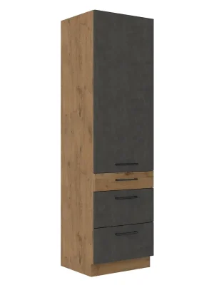 Vysoká skříňka, dub lancelot / šedá matná, VEGA 60 DKS-210 3S 1F Poslední Šance
