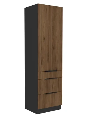 Vysoká skříňka, ořech okapi/černá, MENZO 60 DKS-210 3S1F Omezená Nabídka