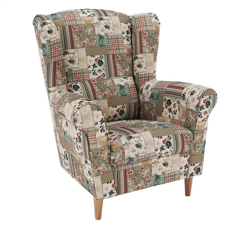 Hit Sezóny Křeslo ušák, látka patchwork Viorica 1, Charlot
