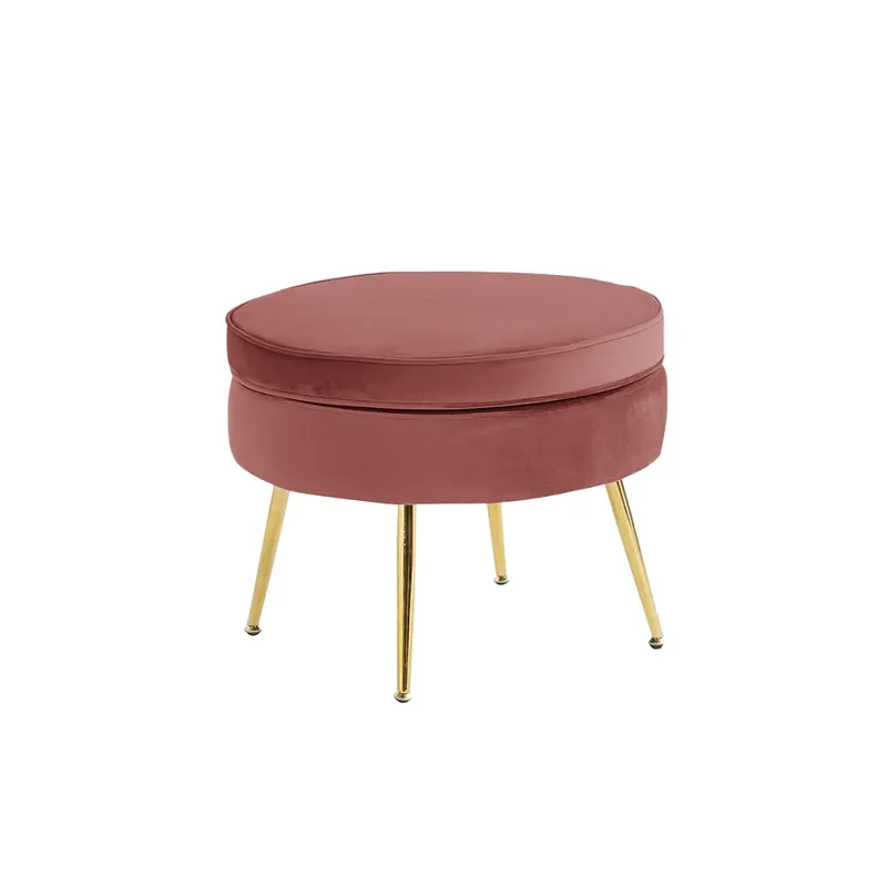 Levný Luxusní taburet, růžová Velvet látka / chrom zlatý, Art-deco, NOBLIN TYP 1