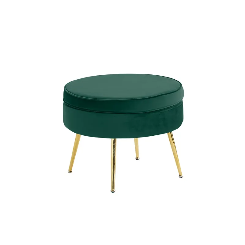 Poslední Šance Luxusní taburet, smaragdová Velvet látka/chrom zlatý, Art-deco, NOBLIN TYP 1