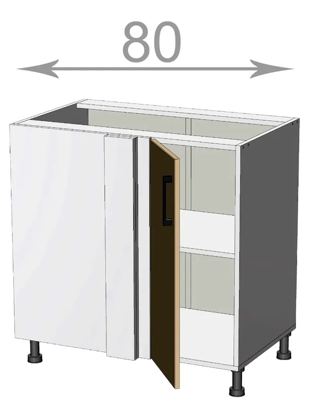 Expresní Doručení Capri BC80821, kuchyňská rohová skříňka š.80, korpus grafit, dvířka dub Craft šedý