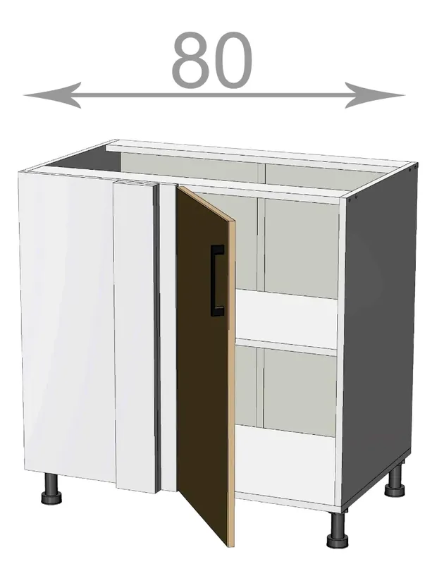 Must-Have Capri BC80822, kuchyňská rohová skříňka š.80, korpus grafit, dvířka dub Craft bílý