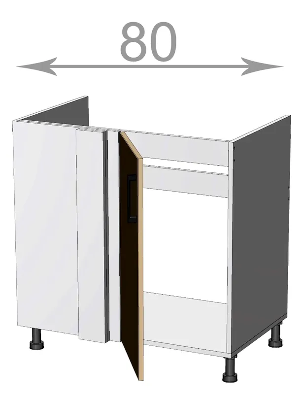 Capri BCS80822, kuchyňská rohová dřezová skříňka š.80, korpus grafit, dvířka grafit Speciální Cena