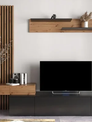 Zlevněný Obývací sestava LAVRIO PLUS barva černá/dub artisan