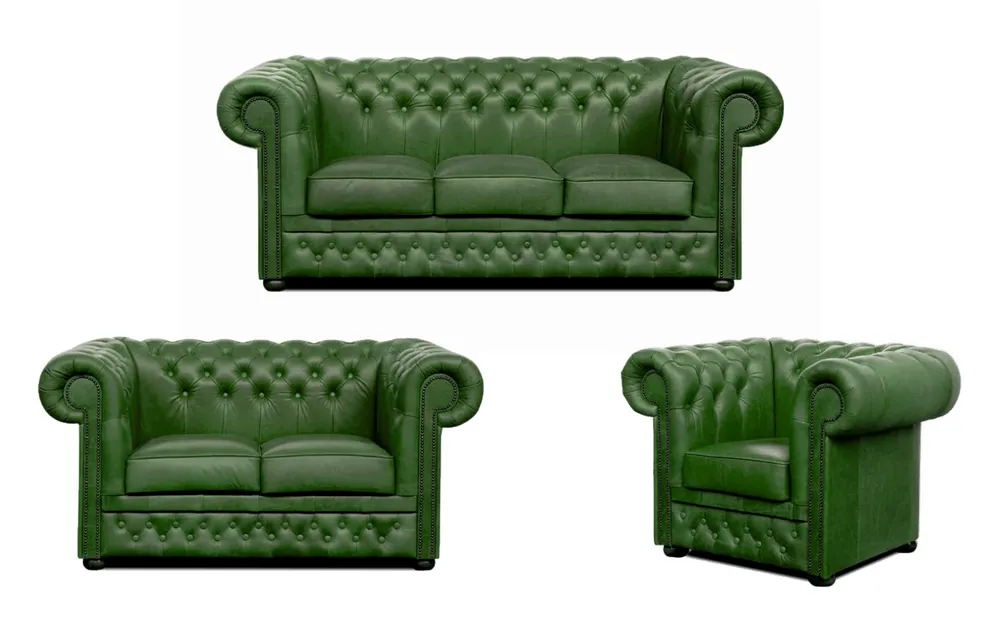 Akce Sedací souprava Chesterfield Lord 3+2+1 kůže zelená