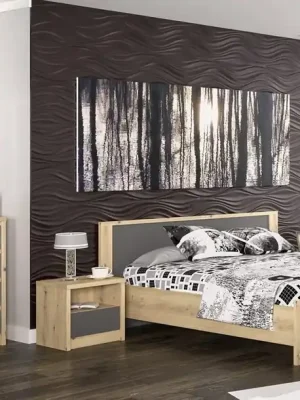 Sestava do ložnice DOMINIKA dub artisan/šedý (postel 160, 2x NS, komoda 4S) Nakupujte Hned