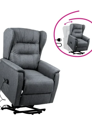 Zlevněný Relaxační polohovací křeslo, světle šedá, DOURO